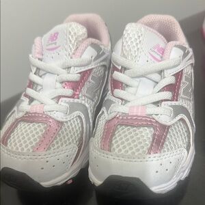 New Balance Pink and White Sneakers with Breathable Mesh